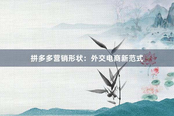 拼多多营销形状：外交电商新范式