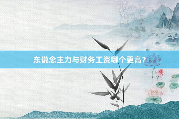 东说念主力与财务工资哪个更高？